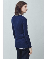 Женский темно-синий свитер с круглым вырезом от Mango