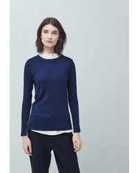 Женский темно-синий свитер с круглым вырезом от Mango