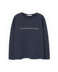 Женский темно-синий свитер с круглым вырезом от Mango