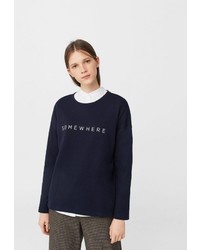 Женский темно-синий свитер с круглым вырезом от Mango