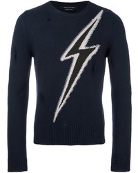 Мужской темно-синий свитер с круглым вырезом от Marc Jacobs