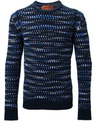 Мужской темно-синий свитер с круглым вырезом от Missoni