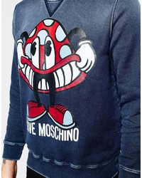 Мужской темно-синий свитер с круглым вырезом от Love Moschino