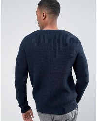 Мужской темно-синий свитер с круглым вырезом от Selected