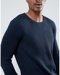 Мужской темно-синий свитер с круглым вырезом от Selected