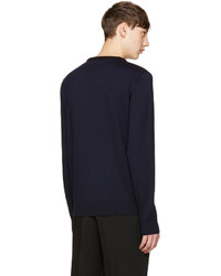 Мужской темно-синий свитер с круглым вырезом от Fendi