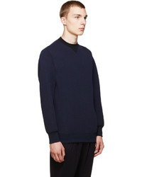 Мужской темно-синий свитер с круглым вырезом от Sacai