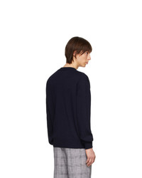 Мужской темно-синий свитер с круглым вырезом от Schnaydermans