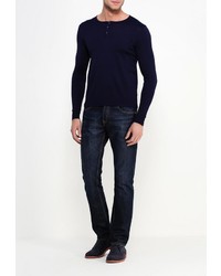 Мужской темно-синий свитер с круглым вырезом от New Brams