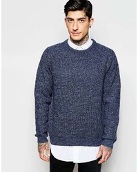 Мужской темно-синий свитер с круглым вырезом от ONLY & SONS