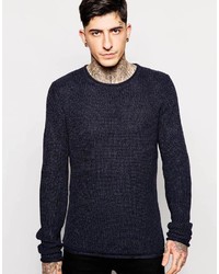 Мужской темно-синий свитер с круглым вырезом от ONLY & SONS