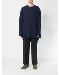 Мужской темно-синий свитер с круглым вырезом от Delada