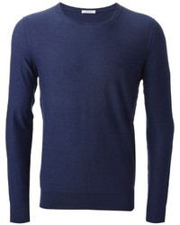 Мужской темно-синий свитер с круглым вырезом от Paolo Pecora