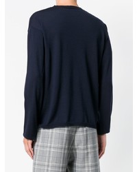 Мужской темно-синий свитер с круглым вырезом от Laneus