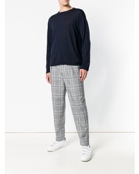 Мужской темно-синий свитер с круглым вырезом от Laneus