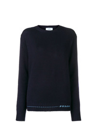 Женский темно-синий свитер с круглым вырезом от Prada