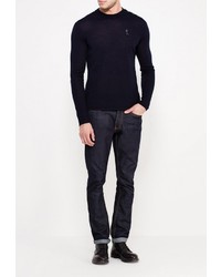 Мужской темно-синий свитер с круглым вырезом от Religion