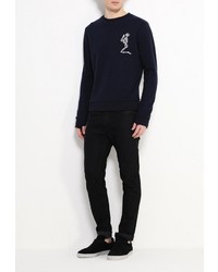 Мужской темно-синий свитер с круглым вырезом от Religion