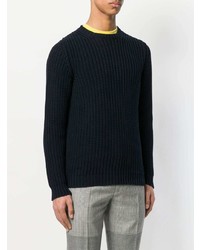 Мужской темно-синий свитер с круглым вырезом от Mp Massimo Piombo