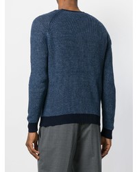 Мужской темно-синий свитер с круглым вырезом от Zanone