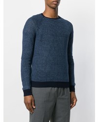 Мужской темно-синий свитер с круглым вырезом от Zanone