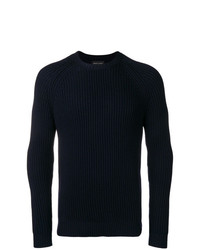 Мужской темно-синий свитер с круглым вырезом от Roberto Collina
