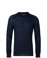 Мужской темно-синий свитер с круглым вырезом от Roberto Collina
