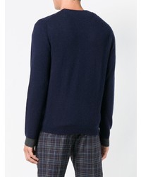 Мужской темно-синий свитер с круглым вырезом от Sun 68