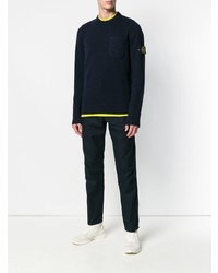 Мужской темно-синий свитер с круглым вырезом от Stone Island