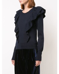 Женский темно-синий свитер с круглым вырезом от Veronica Beard