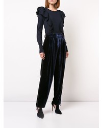 Женский темно-синий свитер с круглым вырезом от Veronica Beard