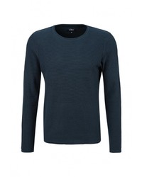 Мужской темно-синий свитер с круглым вырезом от s.Oliver Denim
