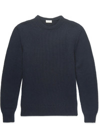 Мужской темно-синий свитер с круглым вырезом от Saint Laurent