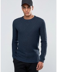Мужской темно-синий свитер с круглым вырезом от Selected