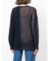 Женский темно-синий свитер с круглым вырезом от Roberto Collina