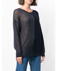 Женский темно-синий свитер с круглым вырезом от Roberto Collina