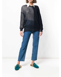 Женский темно-синий свитер с круглым вырезом от Roberto Collina