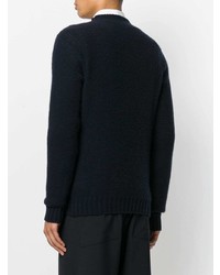 Мужской темно-синий свитер с круглым вырезом от Maison Flaneur