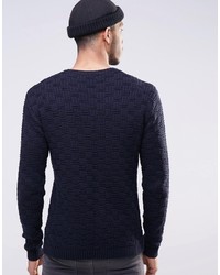 Мужской темно-синий свитер с круглым вырезом от Religion