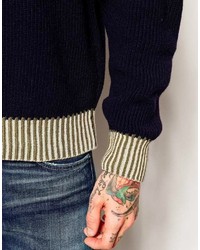 Мужской темно-синий свитер с круглым вырезом от Universal Works