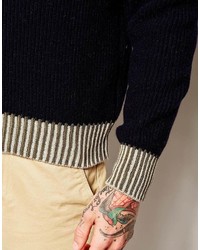 Мужской темно-синий свитер с круглым вырезом от Universal Works