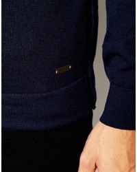 Мужской темно-синий свитер с круглым вырезом от Boss Orange