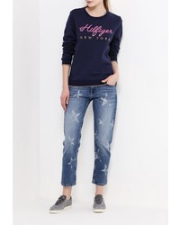 Женский темно-синий свитер с круглым вырезом от Tommy Hilfiger