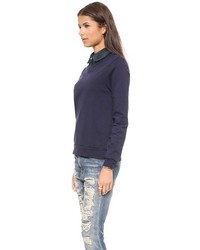 Женский темно-синий свитер с круглым вырезом от Clu