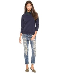 Женский темно-синий свитер с круглым вырезом от Clu