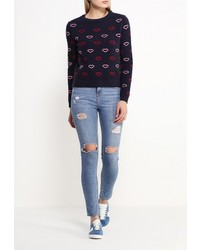 Женский темно-синий свитер с круглым вырезом от Topshop