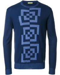 Мужской темно-синий свитер с круглым вырезом от Versace