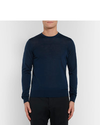 Мужской темно-синий свитер с круглым вырезом от Giorgio Armani