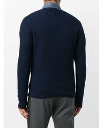 Мужской темно-синий свитер с круглым вырезом от Zanone
