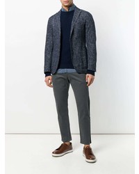 Мужской темно-синий свитер с круглым вырезом от Zanone